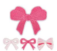 CABODYALS 24Pcs Pink Bow Embroidered Applique Small Iron On Bowknot Patches Multistyle Bulk Mini Decorative Sew On Repair Fabric Patch for Sewing Making Clothes Bags Shirts Jeans Diy Craft Supply