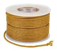 CABODYALS 25M 3mm Gold Twist Cord Braided Rope metallic Cording Thread Graduation Honor String Polyester Satin Silk Cords for Macrame Bracelets Curtain Costumes Christmas Art Crafts Supply