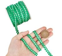 CABODYALS 25M 8mm Green Silver Woven Braid Wave Trim Rick Rack Trim Gimp braid Ric Rac Metallic Zig Zag Bending Lace Trims for Sewing Making Gift Wrapping Diy Christmas Decor Craft Supply