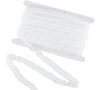 CABODYALS 25M White Pleated Elastic Lace Trim Wave Clear Guaze Floral Gathered Mesh Nylon Ribbon Edge Embroidered Wave Trims for Sewing Making Gift Warpping Bridal Wedding Decoration Craft Supply