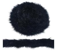 CABODYALS 2M Black Faux Fur Ribbon Soft Plush Trim Fuzzy Fabric Strips Shaggy Stems Furry Artificial Wool Xmas Ribbons for Sewing Making Clothing Accessories Home Party Christmas Decor Diy Crafts
