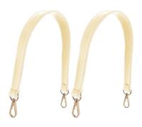 CABODYALS 2Pcs 19 Inch Replacement Purse Handles Pu Leather Bag Straps Beige Short Soild Vintage Bag Handle with Golden Swivel Clasps Bulk for Crafts Shoulder Tote Satchel Handbag Diy Bags Making