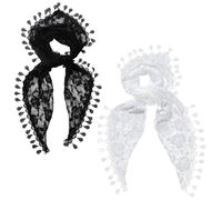 CABODYALS 2Pcs 2 Colours Lace Scarf Head Wrap Vintage Soft Triangle Hairband Rose Pattern Fabric Floral Edging Trimming Polyester Cloth Headbands for Women Hair Accessories Party Wedding Daily Wear