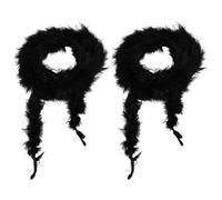 CABODYALS 2Pcs Black Feather Scarf Bulk Pack Turkey Chandelle Artificial Fluffy Boa Long Soft Furry Collars Shawls Scarves Wraps for Women Costume Dress Accessories Halloween Decor Christmas