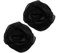 CABODYALS 2Pcs Black Flower Lapel Pin 3D Organza Rose Brooch Pins Layered Large Big Sheer Polyester Fabric Brooches Decorative Applique for Women Clothes Dresses Wedding Suit Accessories Jewellery
