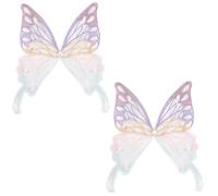 CABODYALS 2Pcs Butterfly Embroidered Patches Iron on Purple Embroidery Lace Trim Applique Butterflies Pearl Beaded Sew on Repair Appliques Bulk for Sewing Making Crafts Dresses Party Decor Supply