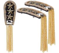 CABODYALS 2Pcs Gold Tassels Shoulder Pads Epaulettes With Pins Golden Fringe Epaulet Punk Vintage Iron Stars Decor Badge for Women Men Costumes Cosplay Party Jackets Suit Uniform Clothing Accessories