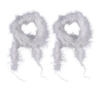CABODYALS 2Pcs Grey Feather Scarf Wrap Bulk Pack Turkey Chandelle Plush Boa Long Soft Fluffy Versatile Collars Shawls Scarves for Women Costume Accessories Party Holiday Decoration Diy Craft
