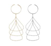 CABODYALS 2Pcs Silver Gold Tassel Cuff Bracelet Upper Arm Layered Cuff Bangle Bracelets Glitter Boho Open Coil Shining Summer Metal Arm Jewellery Bulk for Women Party Dresses Costumes Outfits