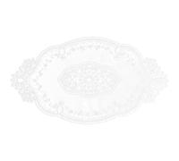 CABODYALS 2Pcs White Retro French Style Lace Placemats Solid Oval Doilies Crochet Vintage Floral Embroidered Polyester Table Mats Decor for Kitchen Dining Room Wedding Party Cup Vase Decoration