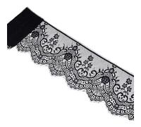 CABODYALS 3.28 Yards 7.5 Inch Black Eyelash Lace Trim Wide Chantilly Laces Edge Floral Pattern Fabric Ribbon Vintage Fringe Trimming for Sewing Making Clothes Wedding Decor Diy Craft Gifts Wrapping
