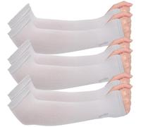 CABODYALS 3 Pairs Sun Protection Arm Sleeves Grey Cooling UV Compression Long Gloves Summer Ice Silk Sunscreen Outdoors Tattoo Cover Up Long Sleeve with Thumb Hole for Women Men Workouts Golf Driving