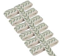 CABODYALS 3 Rolls 8.22M 25mm Green Embroidered Jacquard Leaf Ribbon Set Ethnic Style Leaves Pattern Ribbons Polyester Woven Fabric Trim for Sewing Making Costume Dress Bow Decoration Diy Craft Supply