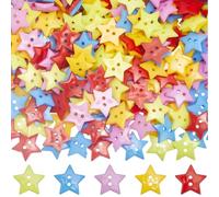 CABODYALS 300Pcs 1 Box Colourful Resin Star Buttons 2 Holes Decorative Tiny Stars Craft Plastic Assorted Colours Buttons for Sewing Making Dresses Scrapbooking Christmas Decor Clothing Accessories Diy