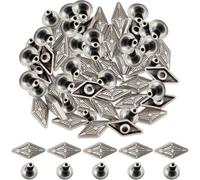 CABODYALS 30Pcs Antique Silver Rivets Rhombus Diamond Shape Punk Rock Leather Tacks Decorative Vintage Studs Rivet for Making Diy Crafts Clothing Accessories Garments Purse Boots Bgas Decor