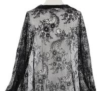 CABODYALS 3M 1.6M Black Chantilly Lace Fabric Eyelash Embroidered Floral Pattern French Sheer Laces Material Vintage Mesh Sheer Soft Decorative Cloth for Sewing Making Wedding Clothes Dress Diy Craft