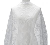 CABODYALS 3M 1.6M White Soft Embroidered Lace Fabric Floral Sewn Cloth Accessories by The Metre Vintage Flower Pattern Embroidery Trim Fabrics for Sewing Making Wedding Dress Home Decor DIY Tablecloth