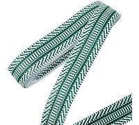 CABODYALS 4.57M 38mm Green Webbing Straps Vintage Jacquard Woven Ribbon Cotton Braid Striped Seat Belt Flat Embroidered Fabric Polyester Trim for Sewing Making Dress Gift Wrapping Home Decor Diy Craft