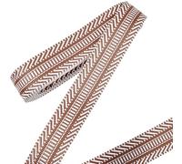 CABODYALS 4.57M 38mm Khaki Jacquard Cotton Webbing Ribbon Striped Polyester Vintage Woven Straps Seat Belt Flat Fabric Ribbon Lace Trims for Sewing Making Dress Skirt Wrapping Home Decor Diy Crafts