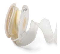 CABODYALS 4.57M 40mm Yellow Sheer Organza Ribbon Faux Pearl Edged Lace Trim Smooth Transparent Mesh Fishtail Yarn Shimmer Ribbons with Spool for Sewing Making Crafts Party Wedding Invitations Decor