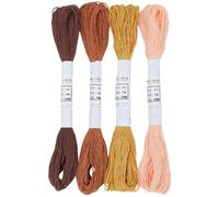 CABODYALS 4 Skeins 4 Colours 80M Brown Sashiko Thread Quilting Cotton Embroidery Floss Cross Stitch Friendship Bracelets String Bulk for Hand Sewing Mending Bracelet Crafts Stitching Needlecraft DIY