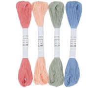CABODYALS 4 Skeins 4 Colours 80M Candy Color Sashiko Thread Quilting Cotton Embroidery Floss Cross Stitch Friendship Bracelets String Bulk for Hand Sewing Mending Bracelet Crafts Stitching Needlecraft