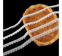 CABODYALS 4 Styles 18.29M White Crochet Lace Edge Ribbon Polyester Flower Roll Trim Vintage Assorted Floral Pattern Fabric Trimming Bulk for Sewing Making Crafts Wedding Bridal Bouquets Diy Supply
