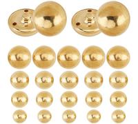 CABODYALS 40Pcs Golden Brass Half Round Buttons Assorted Sizes Vintage 3 Holes Metal Snap Mushroom Domed Sparkle Decorative Button for Sewing Making Clothing Accessories Coat Jacket Decor Diy Crafts
