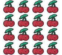 CABODYALS 40Pcs Red Sequin Cherry Patches Cute Embroidery Fruit Iron On Applique Badge Cartoon Plant Sew On Decorative Repair Patch for Sewing Making Clothes Hats Bags Jeans Shoes Decor Diy Crafts