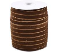CABODYALS 45.72M 10mm Dark Brown Thin Crushed Velvet Ribbon Soft Vintage Single Face Trimming Saddle Ginger Velvet Fabric Spool Ribbons for Making Gifts Wrapping Bouquets Bows Clothes Decor Diy Craft