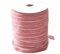 CABODYALS 45.72M 10mm Pink Velvet Ribbon Thin Vintage Single Faced Crushed Velvet Fabric Rolls Soft Rose Trim Spool Silky Ribbons for Wedding Decor Flower Bouquet Bows Making Gift Wrapping Diy Craft