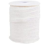 CABODYALS 45.72m 10mm White Metallic Glitter Ribbon Sparkle Ribbon Silver Bling Paillette Sequin Lace Trim Bling Sequinned Edge Ribbon for Sewing Making Embellishment Package Wrap Diy Craft Supply