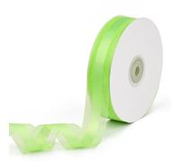 CABODYALS 45.72M 25mm Wide Light Green Sheer Ribbon Transparent Mesh Striped Organza Chiffon Voile Satin Edge Fabric Yarn Ribbons Bulk for Sewing Making Crafts Gift Wrapping Diy Bouquets Wedding