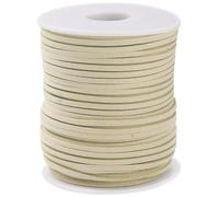 CABODYALS 45.72M 2MM White Faux Suede Cord Beige Flat Vegan Leather Lace Korean Imitation Suede Leather Cord Bulk Rolls with Spool for Jewelry Making Crafts Knotting Weaving Bracelets Necklaces DIY