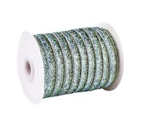 CABODYALS 45.72M 3/8 Inch Green Sequin Trim Ribbon Metallic Glitter Trim Xmas Shiny Sparkle Bling Paillette Sequins Edge Trimming for Sewing Making Gift Wrapping DIY Christmas Decor Craft Supplies