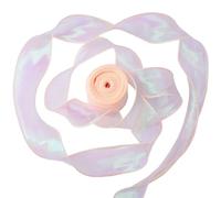 CABODYALS 45.72M 40mm Pink Iridescent Sheer Organza Fishtail Ribbon Shimmer Tulle Chiffon Sparkly Yarn Transparent Fabric Ribbons for Gift Wrapping Diy Craft Christmas Bouquet Wedding Invitation Decor