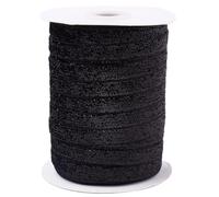 CABODYALS 45.72M 9.5mm Black Metallic Velvet Ribbon Sparkle Sequin Paillette Trim Single Face Narrow Shimmer Fabric Ribbons for Sewing Making Wedding Home Clothes Decoration Bow Wreath Diy Crafts
