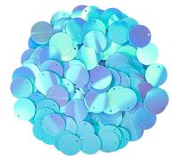 CABODYALS 454Pcs Light Blue Round Flat Sequin Paillettes Loose Bulk Large 20Mm Glitter Iridescent Spangle with Hole Plastic Appliques Sequins for Sewing Making Clothes Accessories Diy Craft