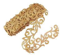 CABODYALS 4M 36mm Gold Embroidery Polyester Fabric Iron on Applique Ribbons Wide Adhesive Metallic Flower Sew on Lace Trim for Sewing Making Costumes Garment Gowns Home Decor Craft Supply