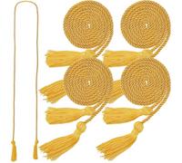 CABODYALS 4Pcs Gold 2025 Graduation Honor Cord Braid Decorative Tassel Ropes Strings Bulk Long Polyester with Double Fringed Ends Twine Cords for College Graduate Students Bachelor Caps Decorations