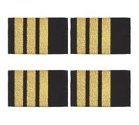 CABODYALS 4Pcs Professional Pilot Uniform Epaulets Airlines Captain Shoulder Boards Gold Metallic Stripes Three Bars Epaulette Aviators Badge Epaulet for Costume Cosplay Insignia Accessories