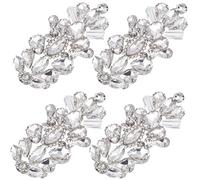 CABODYALS 4Pcs Sliver Rhinestone Applique Patches 3D Glitter Glass Floral Crystal Lace Sparkly Sew on Appliques Flower Beaded Patch for Sewing Making Wedding Bridal Belt Costume Clothes Craft