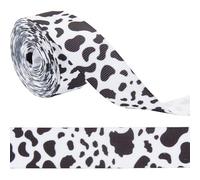 CABODYALS 5.47 Yards 22mm Wide Cow Print Ribbon Black White Spot Pattern Fabric Farm Cute Animal Themed Vintage Grosgrain Polyester Ribbons for Gift Wrapping Bows Floral Wedding Party Decor Diy Crafts