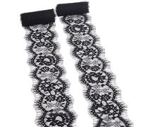 CABODYALS 5 Rolls 13.7M 200mm Black Eyelash Lace Edging Trim Floral Pattern Embroidered Fabric Scalloped Vintage Laces Ribbon for Sewing Making Clothing Accessories Dresses Wedding Decor Diy Craft