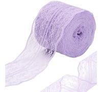 CABODYALS 5 Rolls 50M 45mm Light Purple Lace Ribbon Vintage Crochet Lace Roll Trim Polyester Scalloped Lace Edge Trimming Bulk for Sewing Making Crafts Wedding Dress Bouquet Gift Wrapping Supply