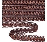 CABODYALS 5 Yards Coconut Brown Braid Gimp Trim Triangle Pattern Woven Lace Ribbon Vintage Embroidered Wave Edging Upholstery Fabric Trims for Sewing Making Clothing Accessories Home Curtain Decor Diy