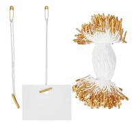 CABODYALS 500Pcs 4.65 Inch White Hang Tag String Gold Safety Pins Security Lock Price Pin Loop Fasteners Clothing Labels Polyester Ties for Retail Clothes Garment Shoes Accessories Diy Crafts