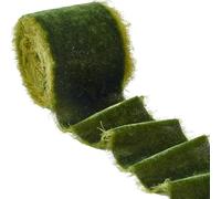 CABODYALS 50mm 2.74M Olive Moss Green Silk Glossy Velvet Trim Nylon Frayed Fringe Ragged Raw Edge Chrismas Chiffon Ribbon Roll for Gift Wrapping Bouquet Invitations Decorations Diy Craft Supplies