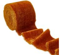 CABODYALS 50mm 2.74M Orange Nylon Silk Velvet Fabric Frayed Fringe Chiffon Trim Vintage Ragged Raw Edge Glossy Finish Ribbon for Gift Wrapping Flower Bouquet Invitation Decoration Diy Craft Supply