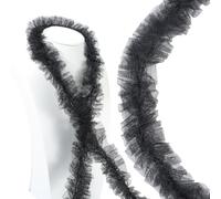 CABODYALS 50MM Wide Black Organza Ruffle Trim 3D Muti Layer Pleated Lace Ribbon Polyester Gathered Ruffled Edge Fabric Trimming Bulk for Sewing Making Crafts Clothes Dresses Costume Embellishments